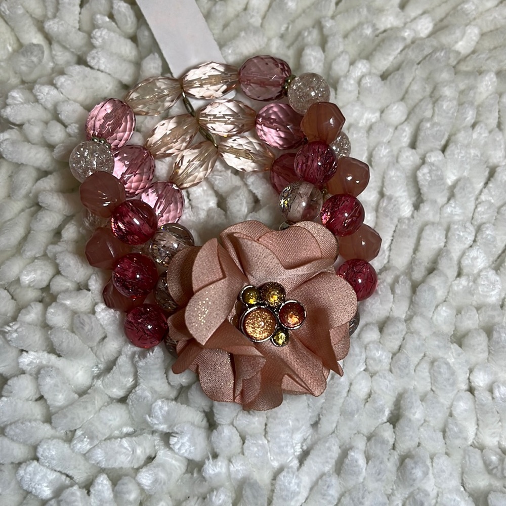 New York & Company Dusty Pink Flower Bead Bracelet - NEW